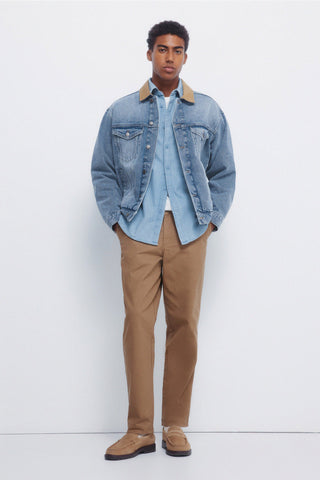 Camisa Denim Manga Larga con Logo