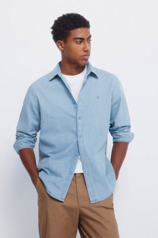 Camisa Denim Manga Larga con Logo