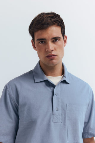 Camisa Manga Corta con Bolsillo de Algodón