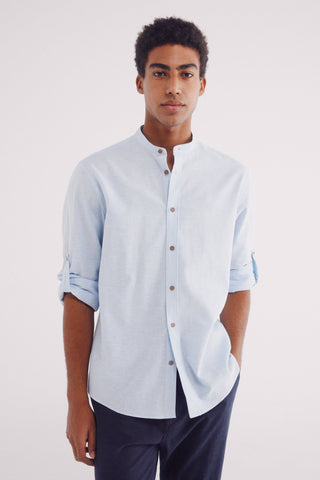 Camisa Manga Larga Cuello Mao