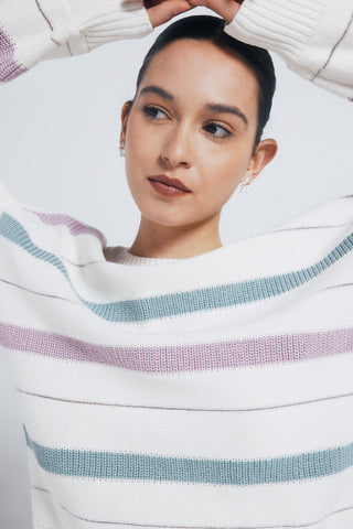 Sudadera Cuello Redondo Estampado Rayas