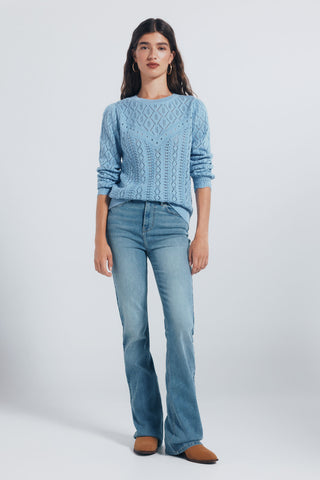 Sudadera Cuello Redondo con Detalles Calados