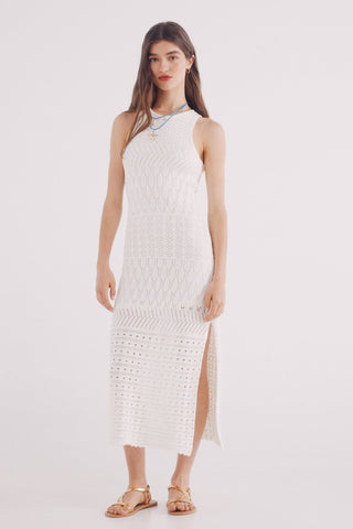 Vestido sin Mangas con Detalles Calados