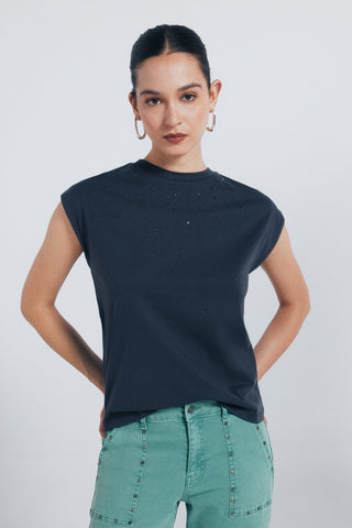 Camiseta Manga Corta con Tachuelas