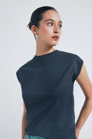 Camiseta Manga Corta con Tachuelas