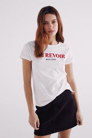 Camiseta Manga Corta con Gráfico "Revoir"