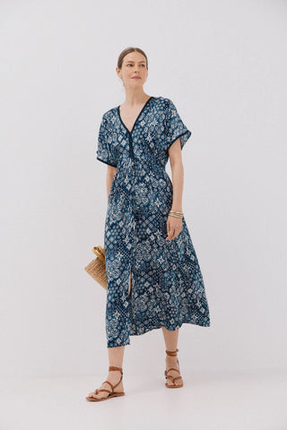 Vestido Manga Capa Estampado