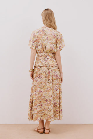 Vestido Manga Corta con Detalle Drapeado