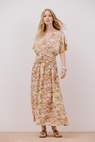 Vestido Manga Corta con Detalle Drapeado