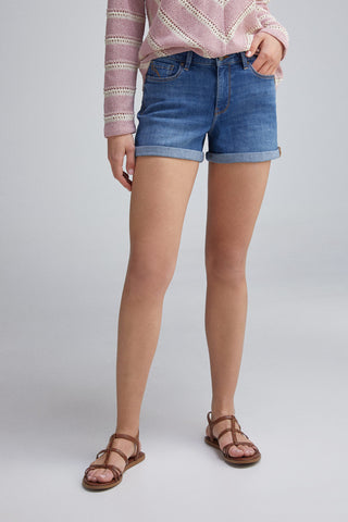 Short Denim Talle Medio con Dobladillo
