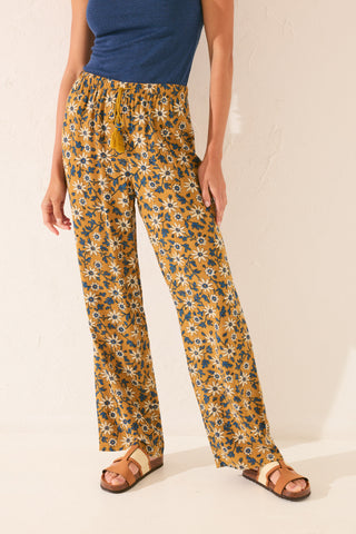 Pantalón con Cintura Elástica Estampado Floral.