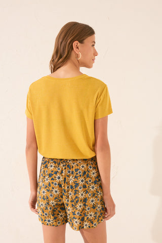 Short con Cintura Elástica Estampado Floral.