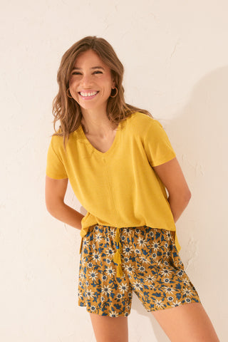 Short con Cintura Elástica Estampado Floral.