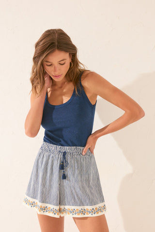Short con Cintura Elástica Estampado Rayas.