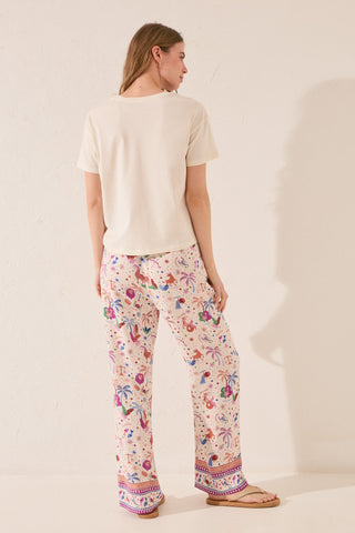 Pantalón con Cintura Elástica Estampado