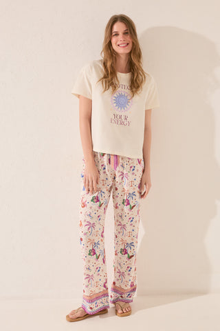 Pantalón con Cintura Elástica Estampado