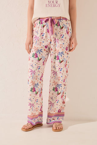 Pantalón con Cintura Elástica Estampado