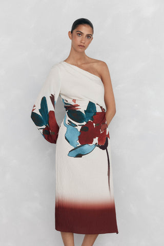 Vestido Asimétrico con Estampado Floral