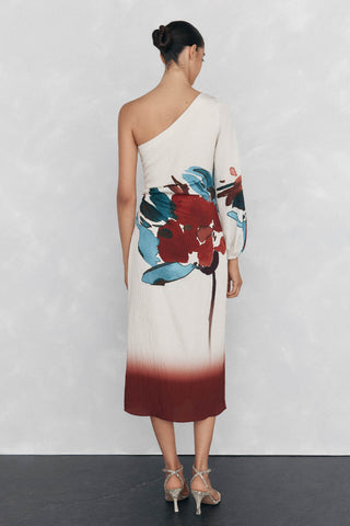 Vestido Asimétrico con Estampado Floral