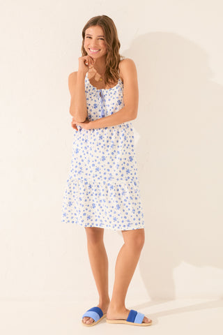 Vestido Cuello Redondo con Lazo Estampado