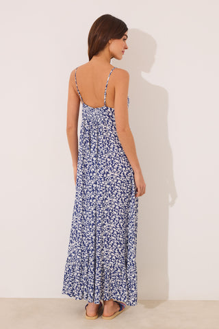 Vestido Largo con Detalle de Abertura Estampado