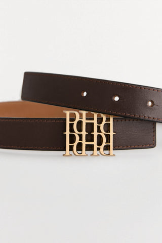 Cinturón de Piel Reversible Hebilla con Logo, Mujer