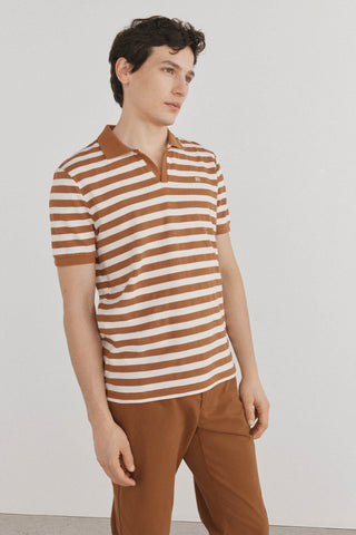 Polo Manga Corta con Estampado de Rayas