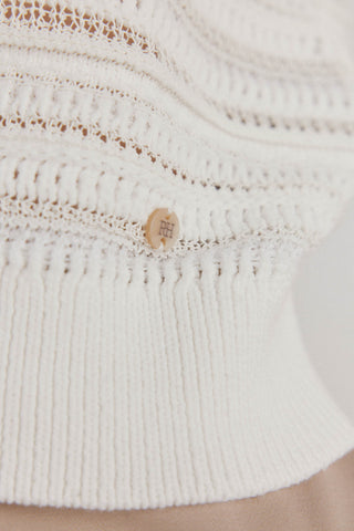 Blusa sin Mangas con Tejido Metalizado