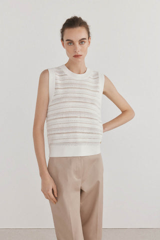 Blusa sin Mangas con Tejido Metalizado