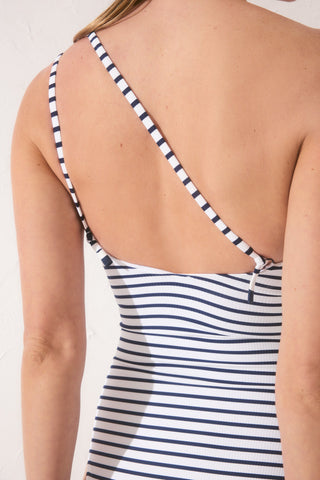 Traje de Baño de una Pieza Asimétrico Estampado Rayas