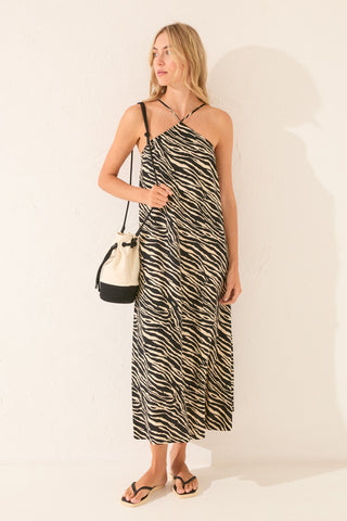 Vestido Largo con Estampado Animal Print.