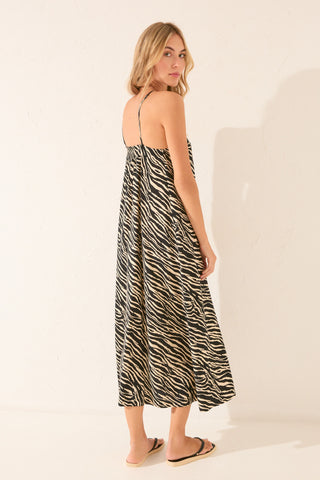 Vestido Largo con Estampado Animal Print.