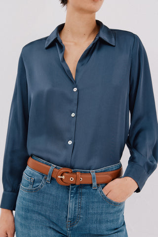Camisa Manga Larga con Tejido Satinado