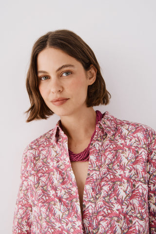 Camisa Manga Larga con Nudo Estampado