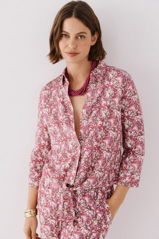 Camisa Manga Larga con Nudo Estampado