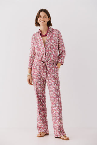 Camisa Manga Larga con Nudo Estampado