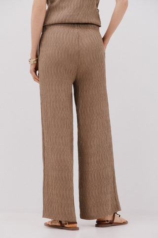 Pantalón con Cintura Elástica Efecto Arrugado.