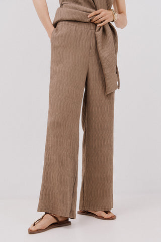 Pantalón con Cintura Elástica Efecto Arrugado.