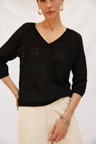 Sudadera Calada con Detalles Metalizados