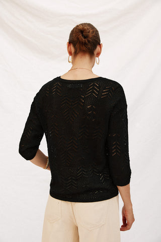 Sudadera Calada con Detalles Metalizados