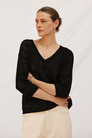 Sudadera Calada con Detalles Metalizados