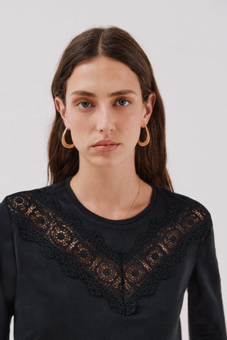 Camiseta Manga Larga con Detalle Encaje