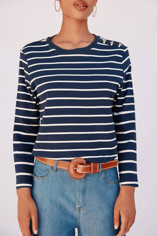 Camiseta Manga Larga con Detalle Botones