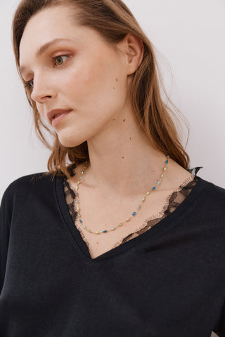 Camiseta Manga Larga con Detalle de Encaje