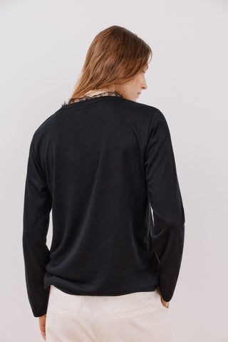 Camiseta Manga Larga con Detalle de Encaje