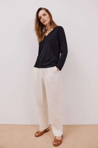 Camiseta Manga Larga con Detalle de Encaje