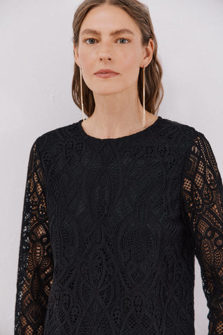 Blusa Manga Larga con Tejido Encaje