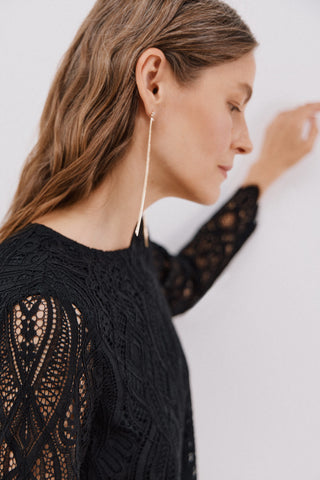 Blusa Manga Larga con Tejido Encaje