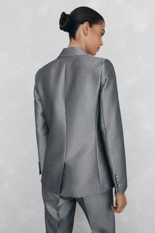 Blazer con Doble Botonadura Tejido Fantasia