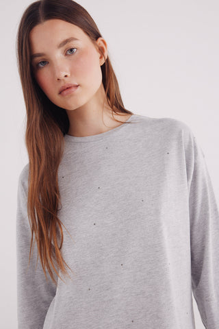 Camiseta Manga Larga con Detalle Tachas